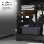 Meuble Bas de Salle de Bain Multi-rangements Grande Niche 2 tiroirs Placard Double Porte avec étagère Noir