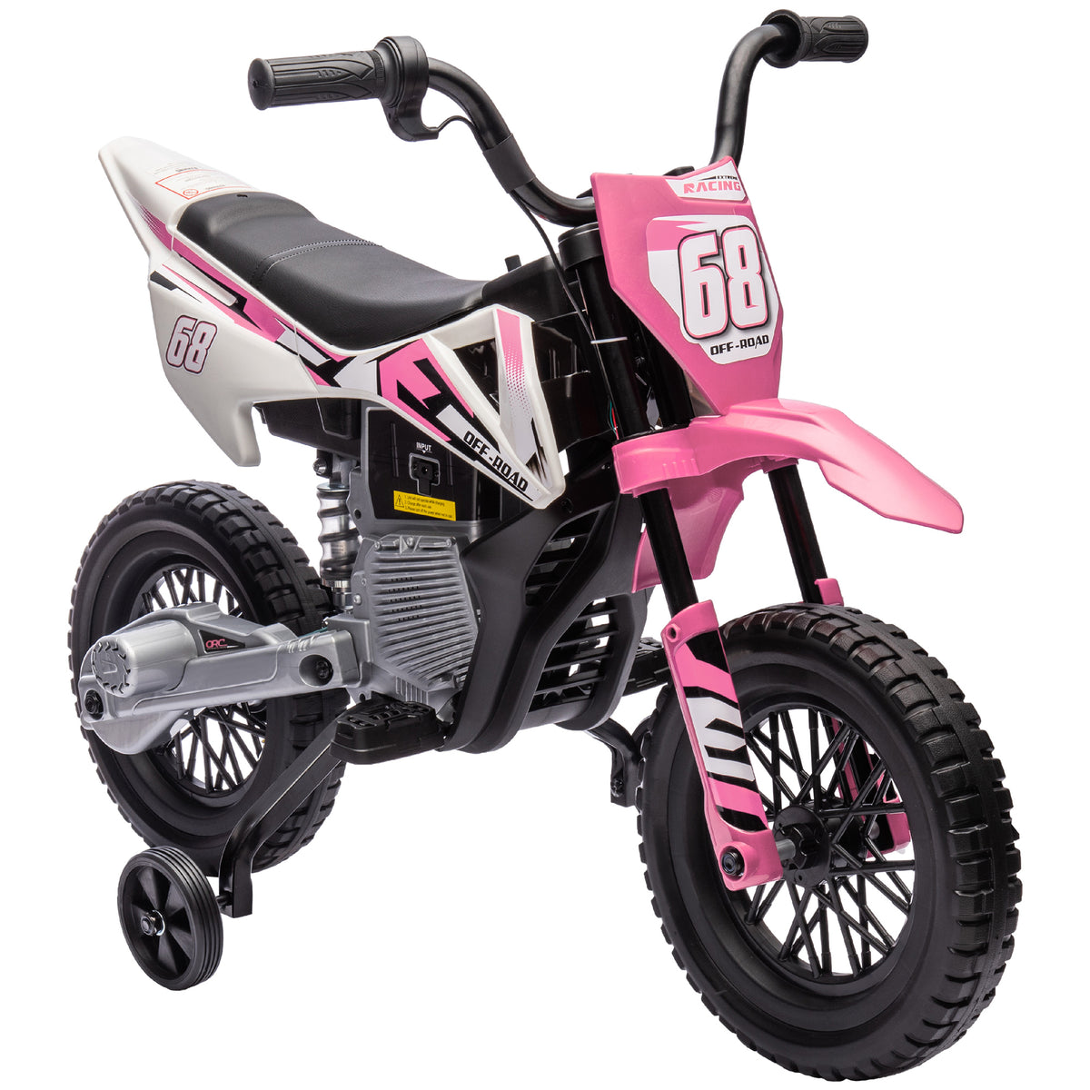 Moto électrique pour enfant moto cross pour enfants de 3 à 6 ans 2 moteurs 12V vitesse 5 km/h 109,5x60x72,5cm rose