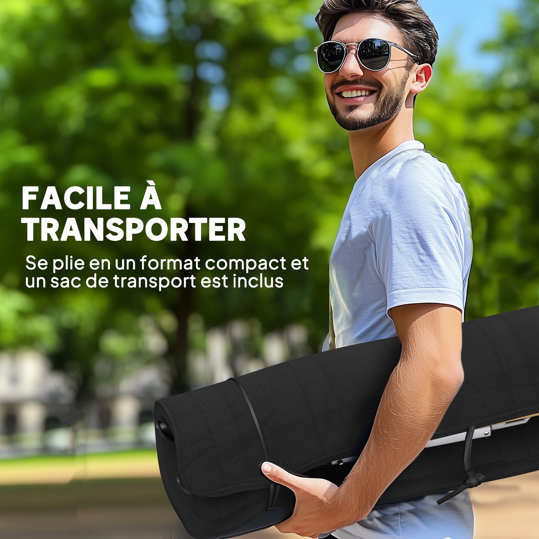 Chaise de camping chaise de pêche pliante, dossier haut, coussin amovible et sac de transport, 59x67x96cm, noir
