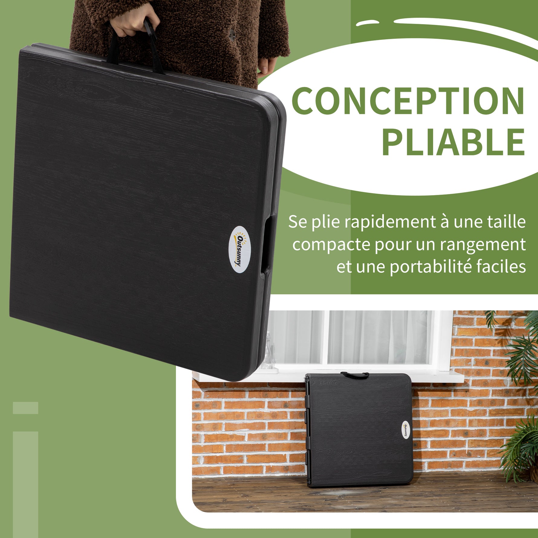 Table de jardin rectangulaire pliable camping pour 4 personnes hauteur réglable 118 x 60 x 74 cm