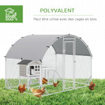 Grand enclos poulailler 5,32 ㎡ parc grillagé toit anti-UV porte verouillable 2,8 x 1,9 x 1,97 m argenté