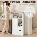 Mobiletto da bagno, mobile contenitore stretto con 2 cassetti, scomparti a giorno, 50x25x100cm, bianco