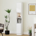 Meuble colonne salle de bain, meuble de rangement avec 2 portes, 2 compartiments ouverts, , 30 x 24 x 170 cm, blanc