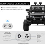 Voiture électrique pour enfants 12V avec télécommande, suspension à 4 roues, phares et klaxon, MP3, vitesse 3-5 km/h, pour 3-6 ans - noir