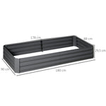 Carré potager jardinière rectangulaire en métal avec tuteurs pour tomates et plantes grimpantes 180 x 90 x 29,5 cm