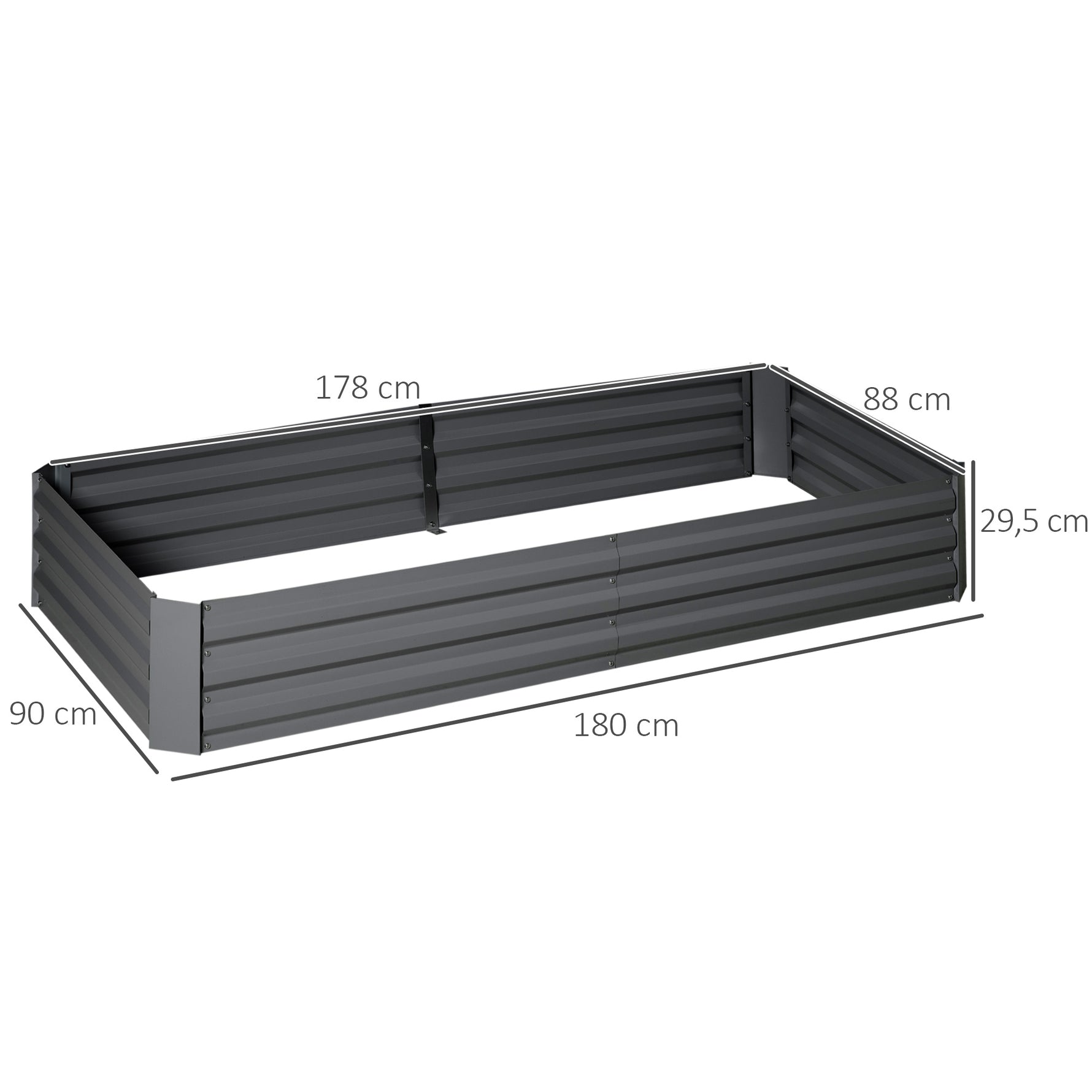 Carré potager jardinière rectangulaire en métal avec tuteurs pour tomates et plantes grimpantes 180 x 90 x 29,5 cm