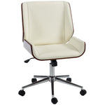 Chaise de Bureau Design Vintage, Hauteur Réglable, Pivotant 360°, Piètement Chromé, 53 x 60 x 86-96 cm, Crème