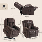 Fauteuil Releveur Électrique, Fauteuil Relax Électrique en Velours, Dossier Inclinable, Assise Large, Port USB, Marron