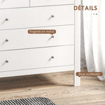 Commode à 5 tiroirs, meuble de rangement, avec poignées, glissières métalliques,  en bois, 79l x 39,5P x 80,5H cm, blanc