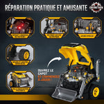 Jouet Moteur de Camion et Pelle pour Enfants, Camion Mécano, Volant, Effet de Brume, Sonores et Lumineux, 3-6 Ans, Jaune