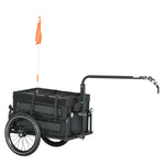 Remorque à vélo avec coffre de rangement amovible et pliable de 65L, réflecteurs de sécurité, charge max. 40KG, noir