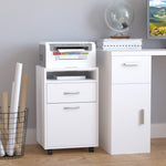 Caisson de bureau rangement bureau sur roulettes tiroir placard niche panneaux particules blanc