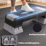 Stepper Fitness Aerobica 3 Livelli, Altezza Regolabile 12/17,5/22,5 cm, Superficie Antiscivolo, Carico 250 kg, Grigio