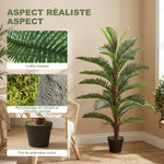Palmier Artificiel palmier 120 cm avec 24 Feuilles en PEVA, Plante Décorative avec Pot en Plastique, Vert