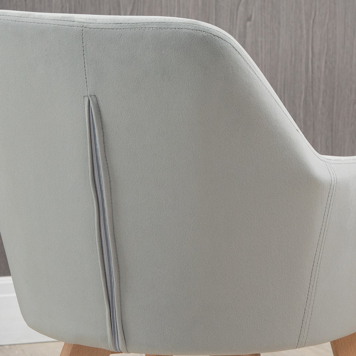 Lot de 2 chaises de salle à manger Fauteuil Assise rembourrée en tissu effet velours Pieds en bois, gris