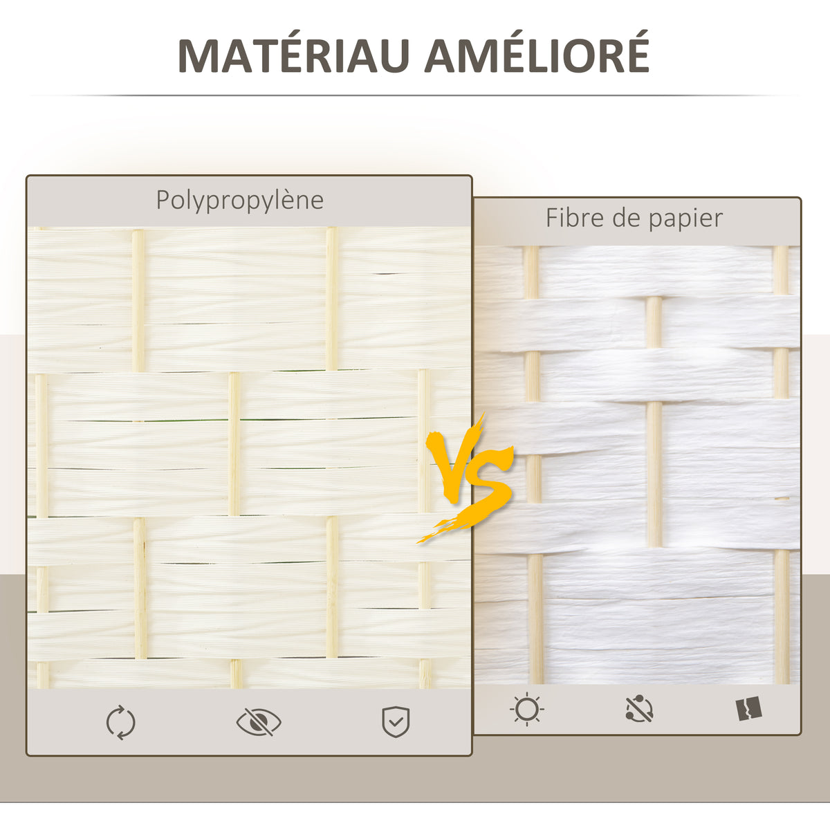 Paravent intérieur en bois 4 panneaux séparateur de pièce pliable pour salon chambre 180 x 180 cm blanc