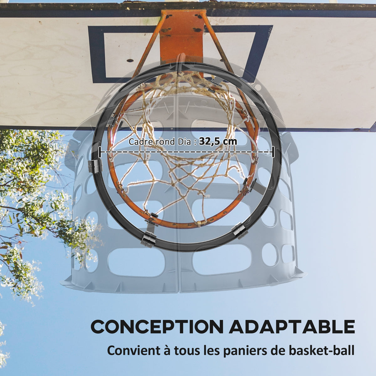 Retour de ballon de basket-ball système de renvoi du ballon de basket rotation à 360° 35,6 x 35,6 x 75,5 cm noir