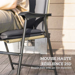 Lot de 4 coussins de chaise extérieur avec attaches et bande réglable, anti-décoloration UPF50+, 124x50x5cm, gris