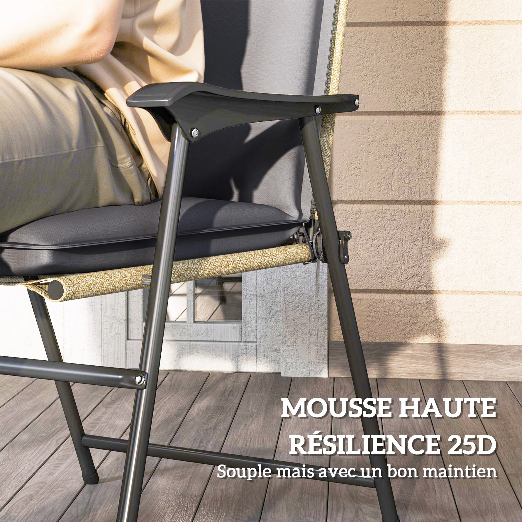 Lot de 4 coussins de chaise extérieur avec attaches et bande réglable, anti-décoloration UPF50+, 124x50x5cm, gris