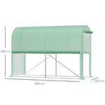 Serre de jardin PE, serre de balcon, bâche renforcée 140 g/m², châssis en acier, porte zippée enroulable, pour légumes plantes fleurs, intérieur et extérieur, 300 x 100 x 200 cm, vert