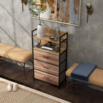 Meuble de rangement style industriel commode 3 tiroirs en tissu amovibles et 2 étagères - 60 x 29 x 101cm - MDF et métal
