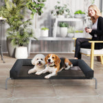Lit surélevé pour chien rafraichissant, lit de camp pour chiens intérieur extérieur portable, 130 x 90 x 30 cm, noir