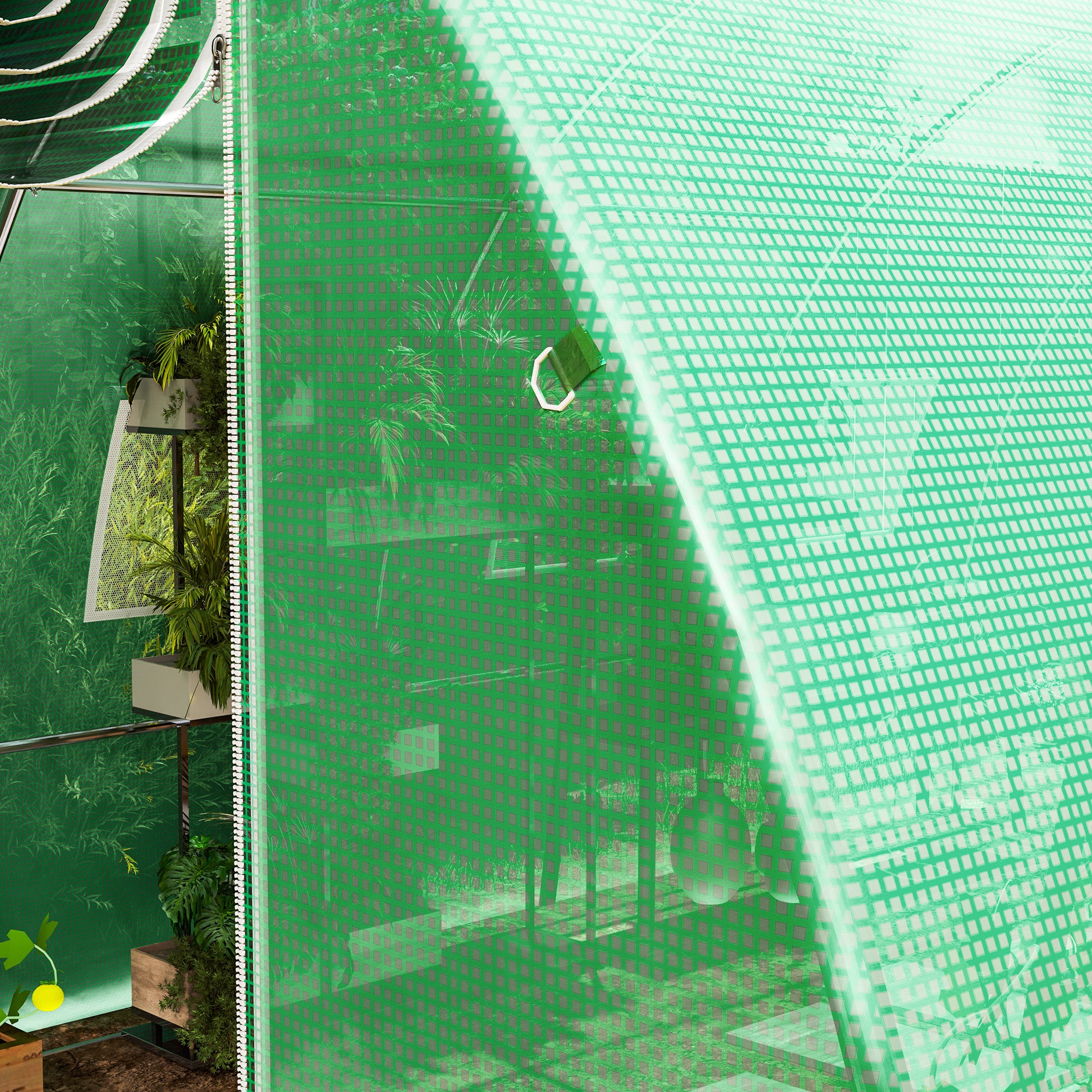 Telo di ricambio per serra a tunnel 12 m² 4 x 3 x 2 m in PE anti-UV impermeabile, 8 finestre + porta avvolgibile con cerniera, verde