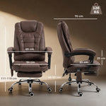 Fauteuil de bureau direction massant chauffant hauteur réglable dossier inclinable toile de microfibre marron