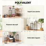 Set di 2 supporti per piante, sgabello esagonale in metallo per fiori, per interni ed esterni, nero