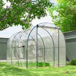 Serra da giardino a tunnel 6 m² 3L x 2P x 2A m telaio tubolare rinforzato porta con cerniera 2 finestre avvolgibili - trasparente