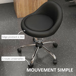 Sgabello con rotelle, sgabello da lavoro girevole a 360°, altezza regolabile 53-73 cm, rivestimento sintetico nero