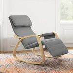Fauteuil relax à bascule fauteuil allaitement avec repose-pieds réglable, poche latérale et appui-tête, gris