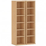 Lot de 2 étagères colonnes armoire de rangement CD-DVD 12 compartiments 21 x 22,5 x 88,5 cm capacité 204 CD bois naturel