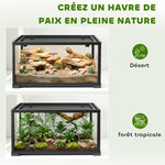Terrarium en verre pour reptile enclos pour hamster 86 L ventilation supérieure porte coulissante 50,8x30,5x35,6cm noir