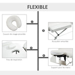 Table de massage 3 zones pliante cosmétique portable charge max. 225 Kg hauteur réglable cadre en alliage blanc