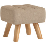 Repose pied salon ottoman siège rembourré en tissu avec pieds en bois 27 x 27 x 26 cm marron clair