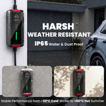 Chargeur Voiture Électrique Type 2, 7,4kW, 6-32A, 8m, Prise CEE, Adaptateur Européen, Écran LCD, IP65, 21x8,5x5cm, Noir