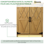 Abri de jardin armoire de jardin 3 étagères 2 portes toit en tôle galvanisé étanche bois sapin 75 x 40 x 90 cm jaune