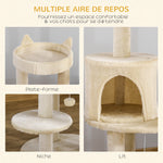 Arbre à chats multi-équipements griffoirs grattoirs plateformes niche jeu boule suspendue Ø 48 x 104H cm crème