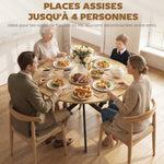 Table à Manger Ronde pour 4 Personnes 100 cm, Style Industriel avec Plateau Aspect Bois, Piètement Croisé en Acier Chêne