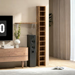 Rangements pour CD et DVD avec 12 compartiments, capacité max. 204 CD, 21 x 20 x 175 cm, brun rustique