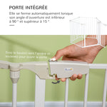 Barrière de sécurité parc enclos chien modulable pliable porte intégrée 300L max. x 74,5H cm métal PP blanc
