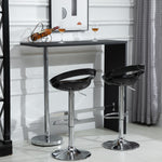 2er-Set Barhocker Barstühle höhenverstellbar mit Rückenlehne und Fußstütze 360° drehbar 46x41x76-96cm schwarz