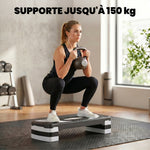 Stepper Fitness Aérobic hauteur réglable 10/15/20 cm surface antidérapante 80 x 31 x 20 cm plastique noir gris