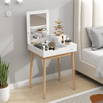 Coiffeuse avec miroir table de maquillage style moderne - 2 tiroirs, miroir rabattable pour chambre à coucher, salon, 60 x 50 x 85,5 cm blanc