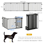 Barrière de sécurité barrière de protection cheminée parc enclos chien pliable modulable 6 panneaux avec porte sans perçage 362,5 x 76 cm noir