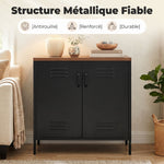 Buffet Salon Métallique, Meuble de Rangement Industriel avec 2 Portes et Étagère Réglable, 80 x 40 x 80 cm, Noir