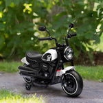 Electric motorcycle for kids 3 km/h 6V with LED headlight, 2 training wheels, for ages 18-36 months, with powerful motor, white