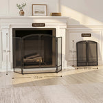 Pare-feu de Cheminée Pliable 3 Panneaux, 2 Portes, Style Moderne, Pare-Étincelles Cheminée en Métal, 122x10x75cm, Noir