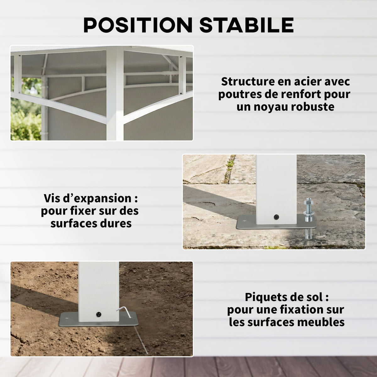 Pavillon Tonnelle de Jardin Toit Double Rideaux et Poches de Rangement Crochet de Plafond 3 x 3 m Crème